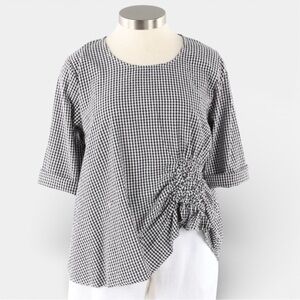 TULIP LITTLE INDY BLACK WHITE CHECK OLGA TOP SZ S
